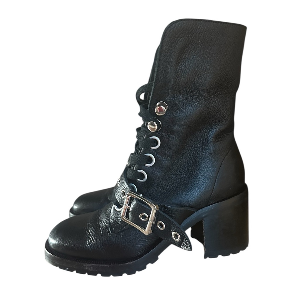 Frye Kay buckle leather and shearling boots RETAIL 350 - Picture 6 of 9